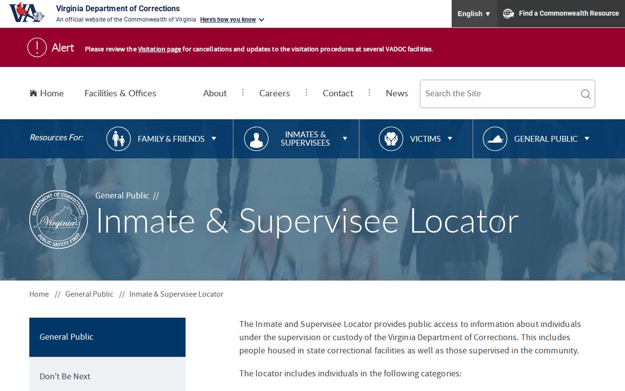 VADOC locator for Fauquier County released inmate records